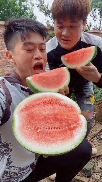 兄弟吃梨瓜,共享梨瓜甜蜜时光